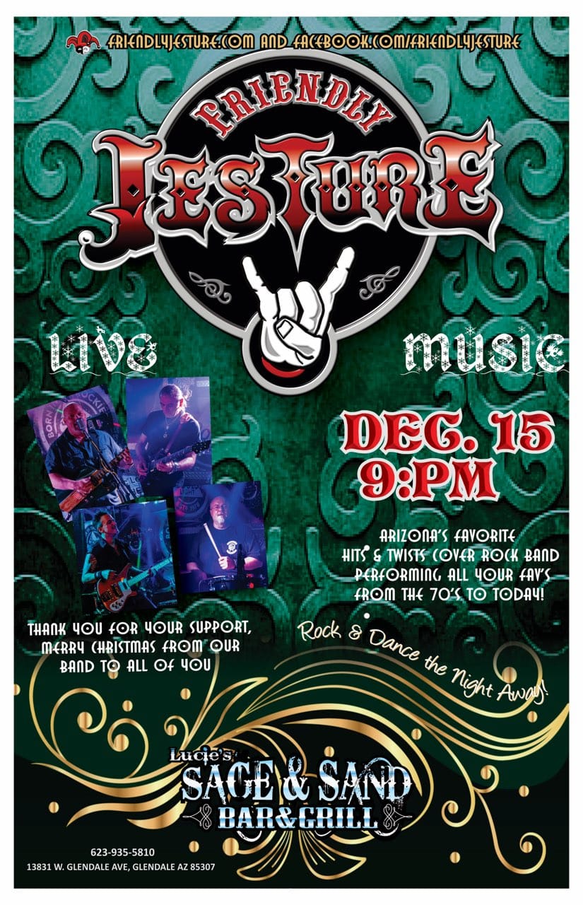 Friendly Jesture Top 40 Alternative Rock Cover Band At Sage & Sand Bar 12-15-2023