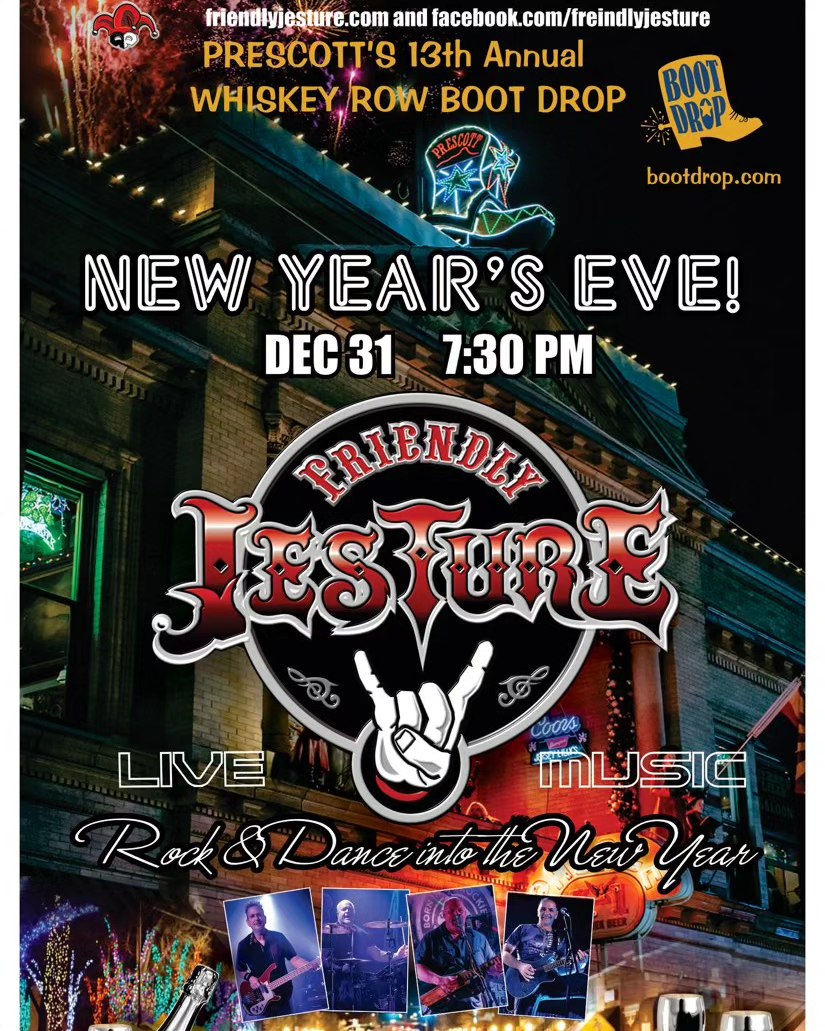 Friendly Jesture Top 40 Alternative Rock Cover Band At Whiskey Row Prescott AZ NYE 12-31-2023